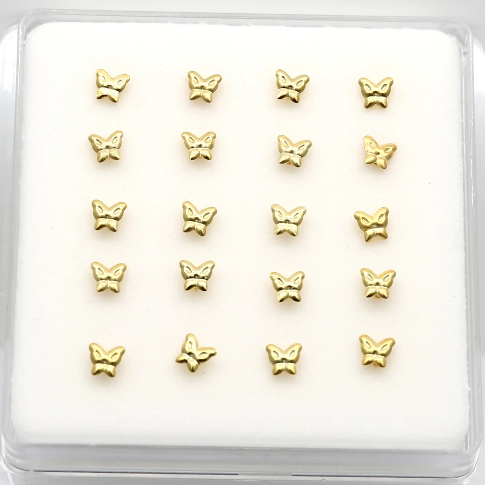 20Pcs/Pack Sterling Silver 925 Nose Stud Butterfly Design Women Girls Nose Piercing Jewelry Piercing Nariz Plata 925