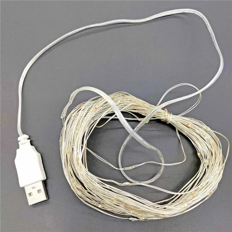 USB Powered LED String lights Silver Wire Fairy Garland New Year Decor Wedding Christmas Decoration for Home Room 1M 2M 5M 10M