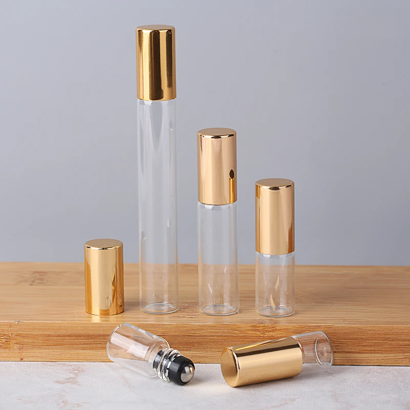 20pcs 1ml 2ml 3ml 5ml 10ml Clear Glass Roll on Bottles Doterra Containers Sample Test Essential Oil Vials with Roller Ball