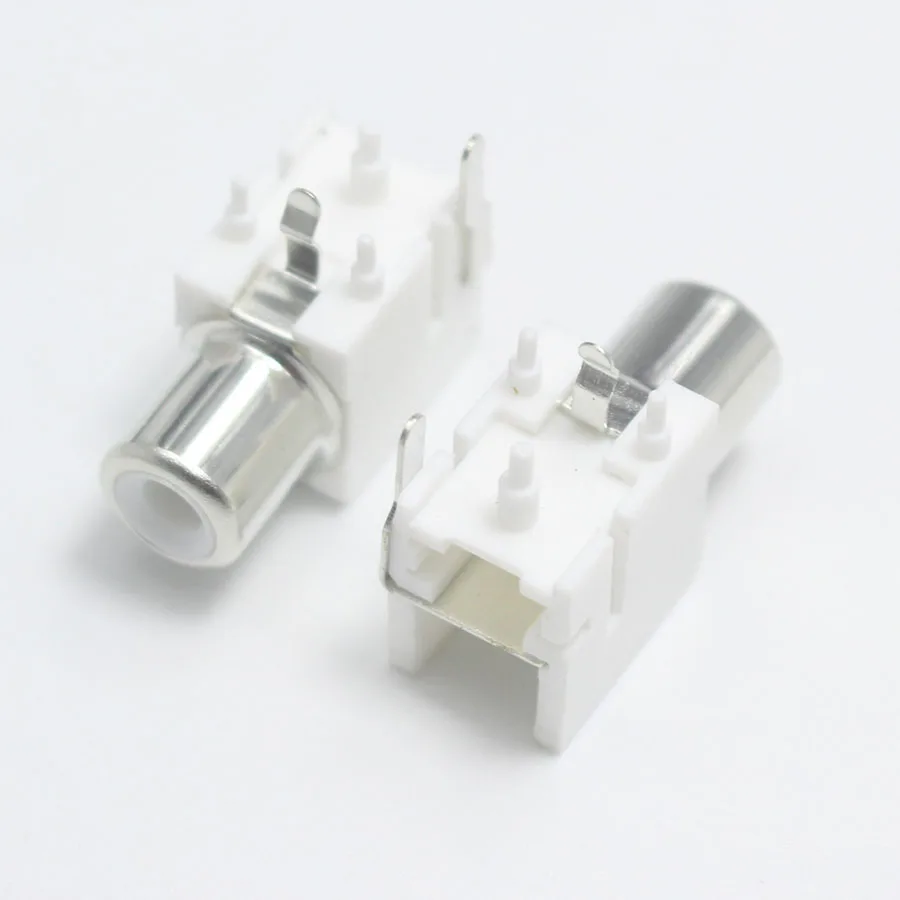 4pcs New 1Pole 2Pin RCA Female Audio Video Plug AV Connector Socket Connector AV-8.4-9 White / Red / Yellow PCB Parts