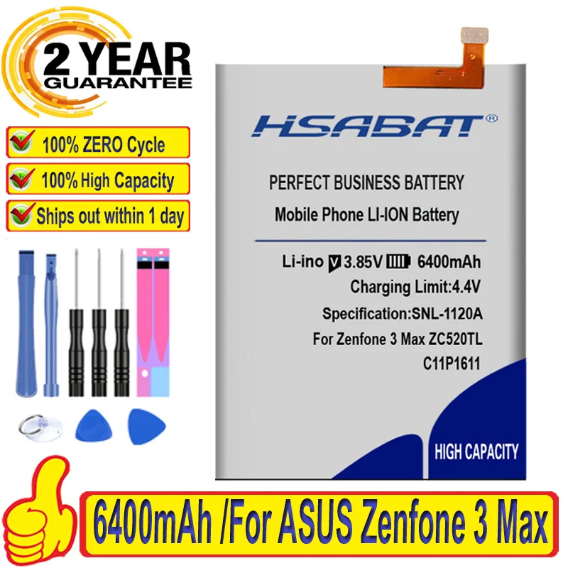 HSABAT C11P1611 6400mAh Battery For ASUS Zenfone 3 Max Z3 Max ZC520TL X018DC ZB570TL X008DB PegASUS 3 X008 X008D Z01B Batteries