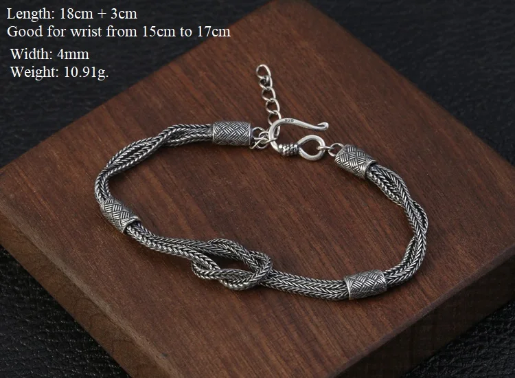 Handcrafted 100% 925 Silver Chain Bracelet Vintage 925 Sterling Braided Bracelet Thai Silver Women Bracelet