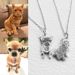 Exquisite Cat and Dog Cute Animal Necklace Fashion Income Ladies Cat and Dog Necklace Couple Cute Pendant Pet Photo Necklace