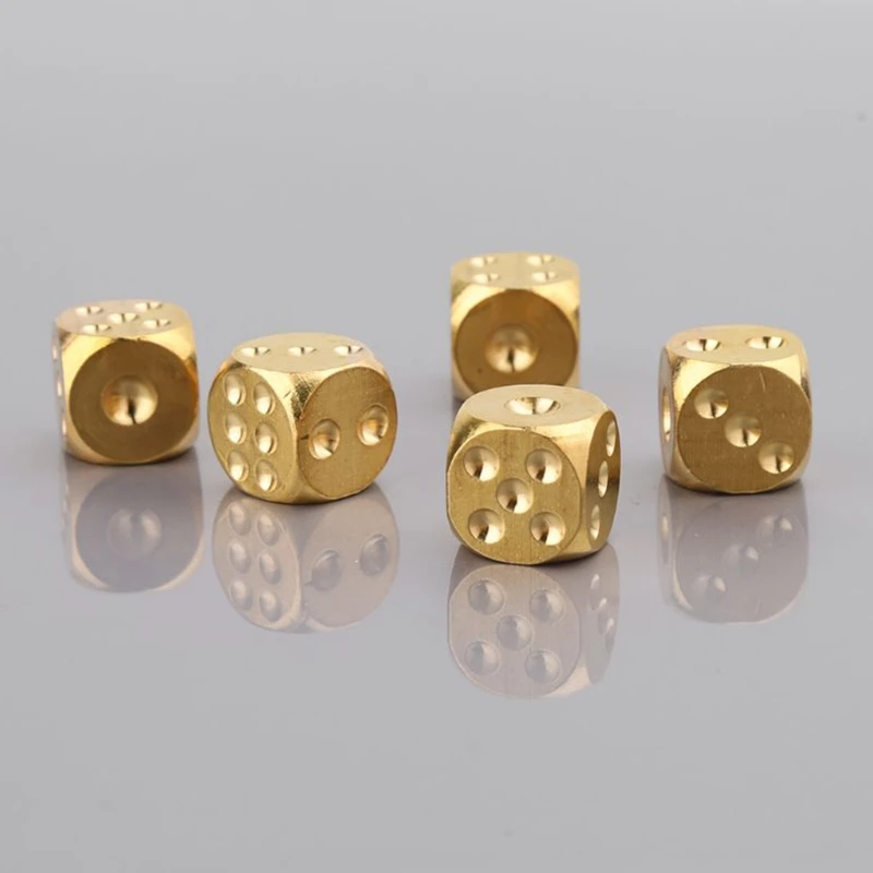 

6 шт. 13 мм медные кости полированные Твердые домашний декор латунные кости барные принадлежности игровой инструмент медные металлические кости медные игровые принадлежности