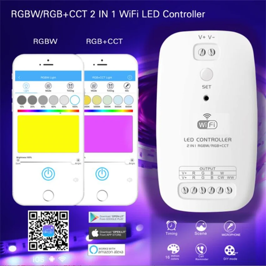 

Умный Wi-Fi 4-контактный RGB светодиодный пульт управления, Светодиодная лента, Светодиодная панель, светодиодные лампы, затемняющий меняющий цвет беспроводной пульт дистанционного управления