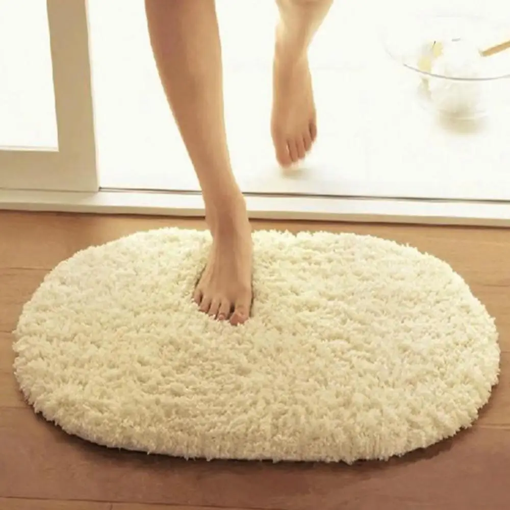 

Anti-Skid Carpet Fluffy Shaggy Rug Home Room Carpet Oval Shape Non Slip Mat Bathroom Shag Rugs Home Decoration