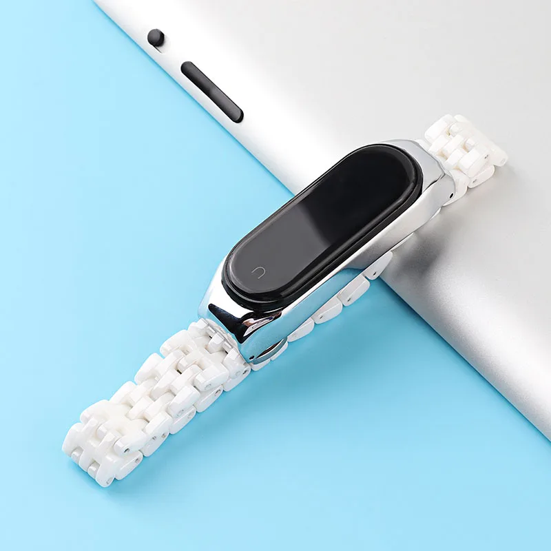 Ceramic White Metal Strap for Mi Band 6 7 Mi7 Bracelet for Xiaomi Miband 5 4 3 Band Mi6 Mi5 Wristband Replacement correa