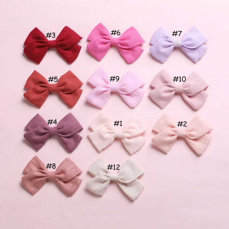 

23 pcs/lot, Slub cotton Fabric Bow Hair Clips, Schoolgirl Sailor Bow Hairpins, Baby Girls Hair Accessories