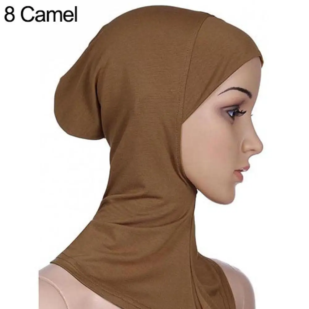 Women Soft Solid Color Full Cover Scarf Cap Underscarf Neck Head Bonnet Hat Accessories