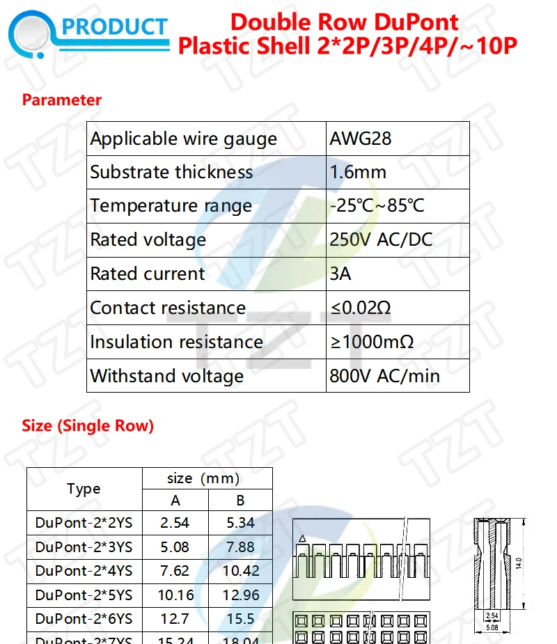 Für DuPont-Drahtgehäuse aus Kunststoff, 2,54 mm, zweireihig, für DuPont-Drahtsteckverbinder 2P/3P/4P/5P/6P/7P/8P/9P/10P, Gehäuse für 2*4-polige/2*5-polige Steckverbinder – Detail 1