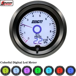 Dragon 52mm 7 Colors Backlight LCD Digital Pointer Auto Oil Pressure Gauge 0-900 Pka Press Meter For Car