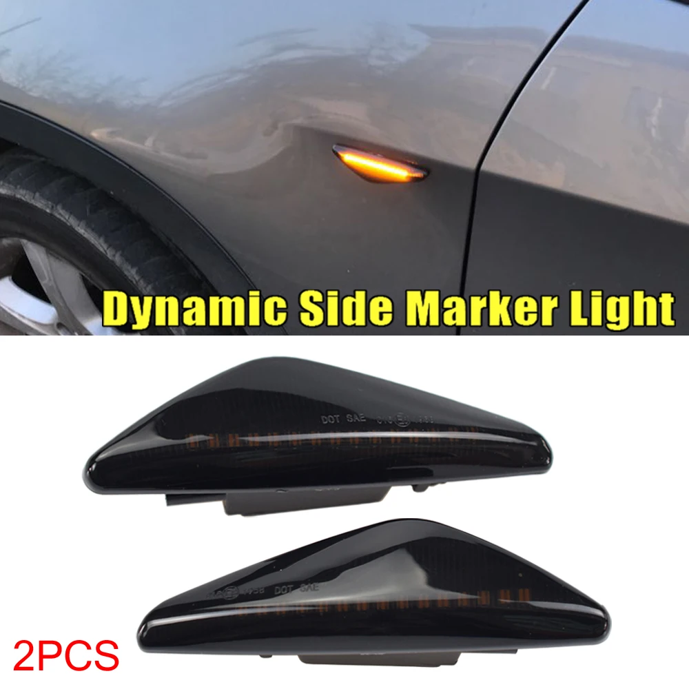 2pcs Smoke Lens LED Dynamic Side Marker Light Turn Signal Indicator Repeater Light For BMW X3 F25 X5 E70 X6 E71 E72 2008-2014