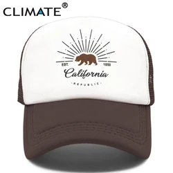 CLIMATE California Trucker Cap Bear California Republic Flag Caps Men Women Hip Hop Funny Hat Baseball Cap Cool Summer Mesh Cap