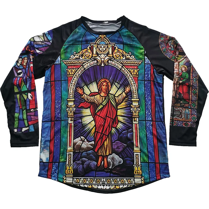 

Long Motocross Shirt Downhill Cycling Church Jesus Jersey Top Bicycle Wear Pro Team Race MX Off Road Mountain Sport God Clothing