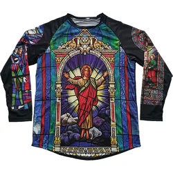 Long Motocross Shirt Downhill Cycling Church Jesus Jersey Top Bicycle Wear Pro Team Race MX Off Road Mountain Sport God Clothing