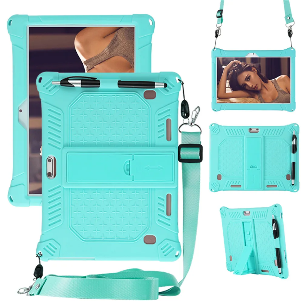 

For Teclast M20 T10 X10 A10S M30 10.1 inch tablet Case with Shoulder Strap 10.1'' Universal Silicone Adjustable Stand Cover