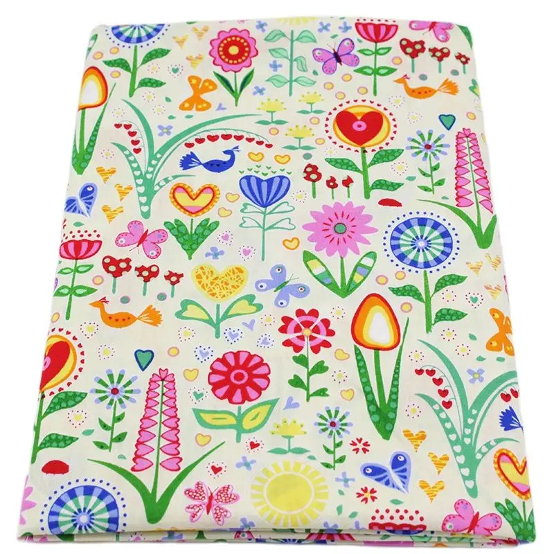 Print Floral Cotton Fabric For DIY Quilting Sewing Textile Of Baby Doll Cloth Dress Curtain Material  1 Pcs 50cmx145cm