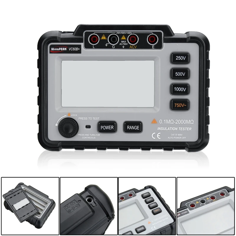 Imagem -04 - Isolamento Digital Resistência Tester Medidor Megohm Original Alarme de Entrada de Curto-circuito Alta Tensão Vc60b Mais 1000v