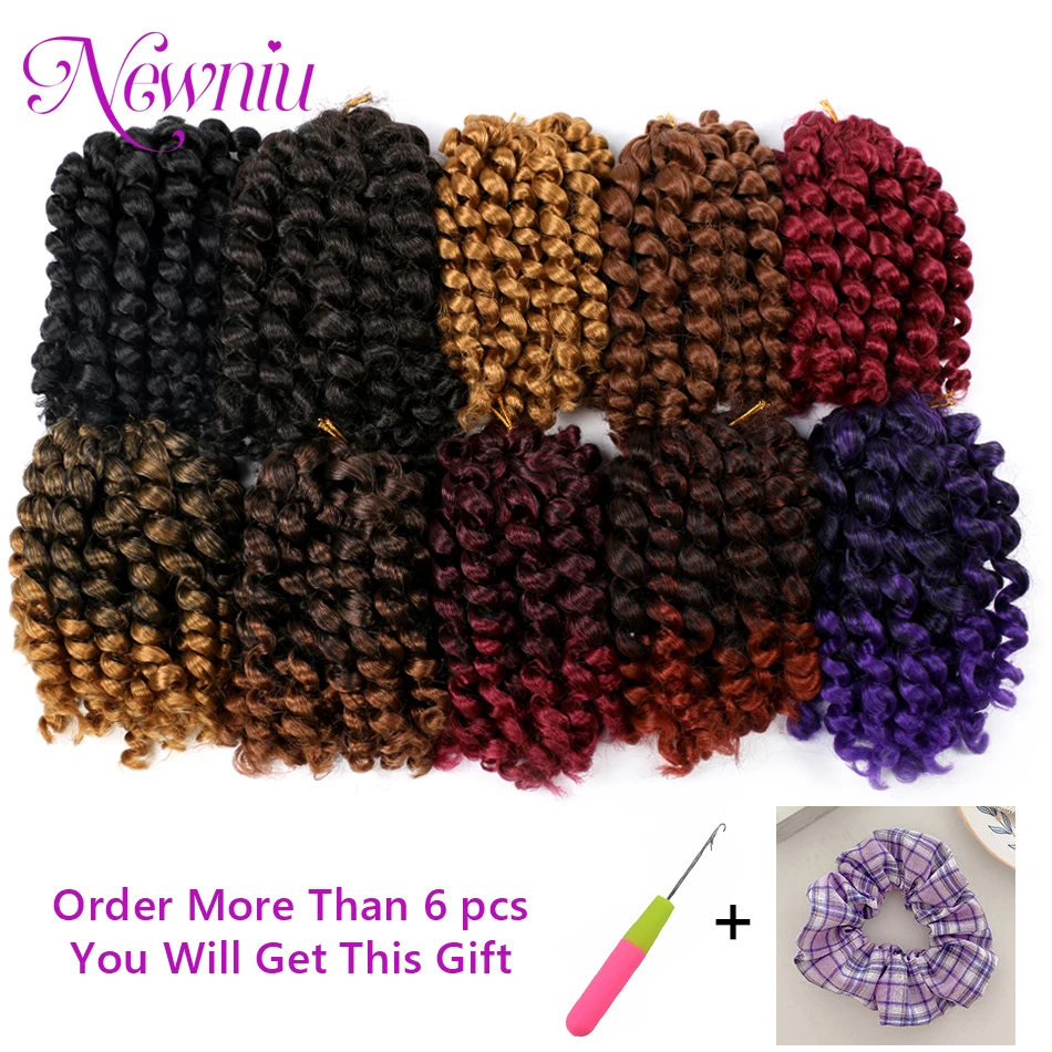 Ombre Synthetic Braiding Hair Jumpy Wand Curl Crochet Braids Crochet Hair Extension for Black Women Jamaican Bounce Curly Hair