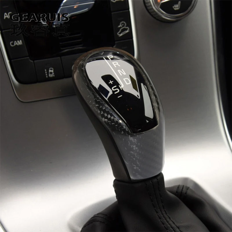 Car Styling for volvo S60 XC60 V60 V40 S80 carbon fiber gear stick gear set gear handle Cover Stickers Interior Auto Accessories