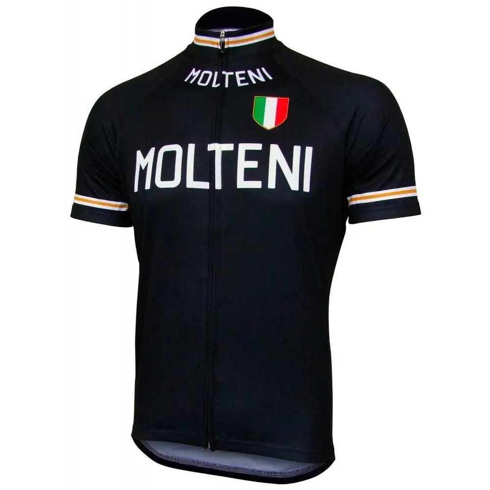 NEW 4 Style Black/Orange MOLTENI Cycling Jersey Top Short Sleeve Road Retro Bicycle Clothing MTB Bike Wear FULL ZIP