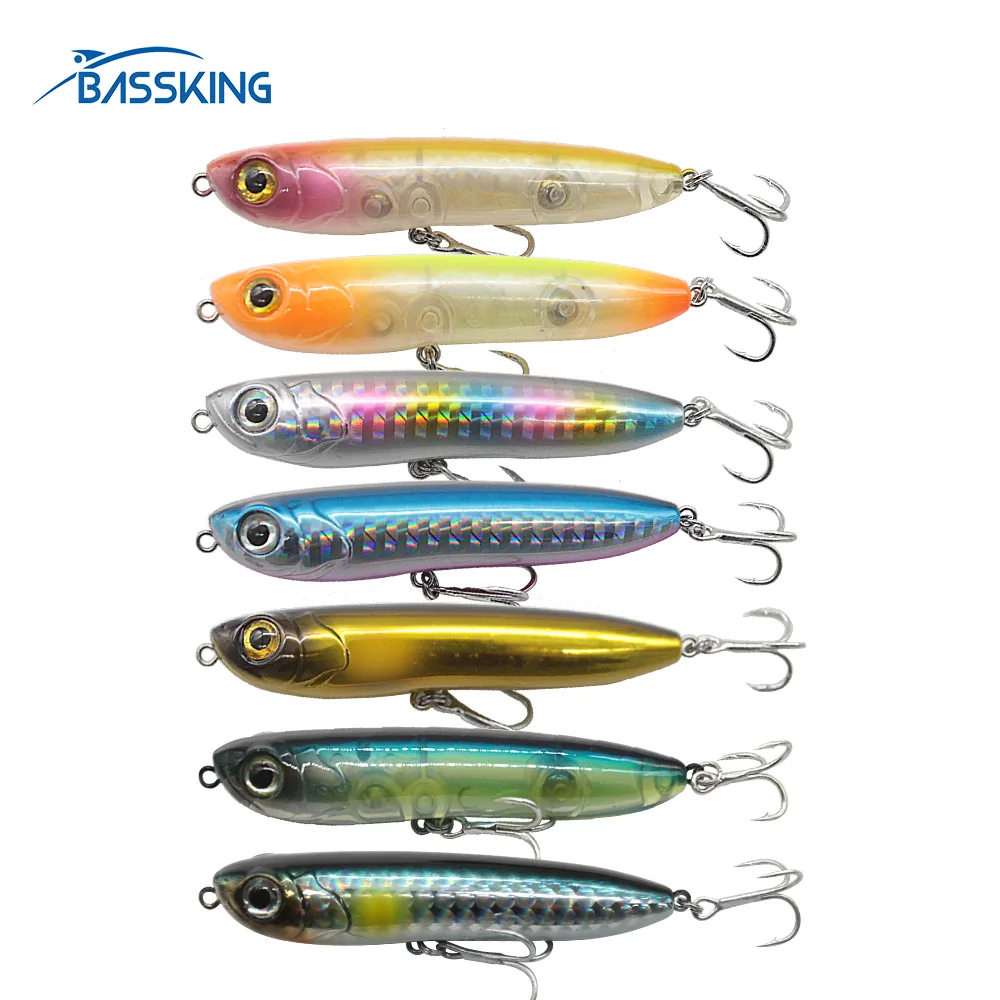 BASSKING-الطعم الثابت العائمة قلم رصاص ، إغراء الصيد الاصطناعي ، هوك ثلاثة أضعاف ، تغذية الأسماك وهمية ، 70 مللي متر ، 7.5g
