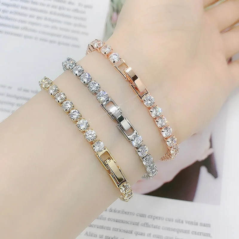 Tennis Chain Bracelets For Women White Gold Color Exquisite Cubic Zircon Charm Hand Jewelry Fashion Gift For Friends  DWH027M