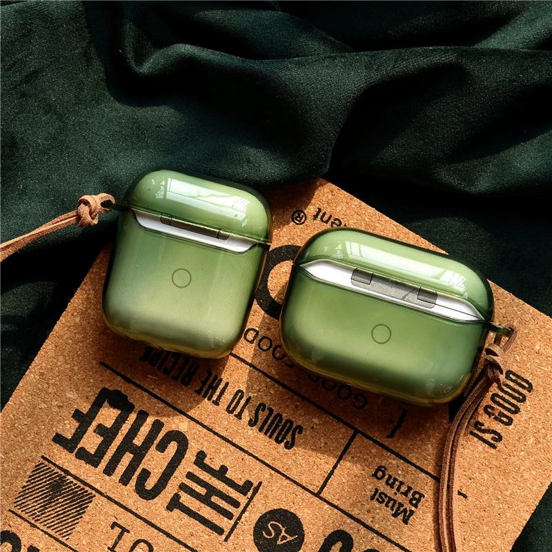 Sorte caso cabo para apple airpods pro2 caso fone de ouvido corda macio verde sem fio fones proteção capa para airpods 1 2 3 pro