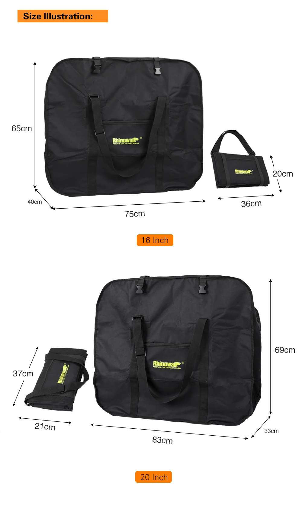 Rhinowalk 16-20 Zoll Faltrad-Tragetasche Tragbare Fahrrad-Transporttasche Fahrrad-Reisetasche Fahrrad-Aufbewahrungstasche – Detail 6