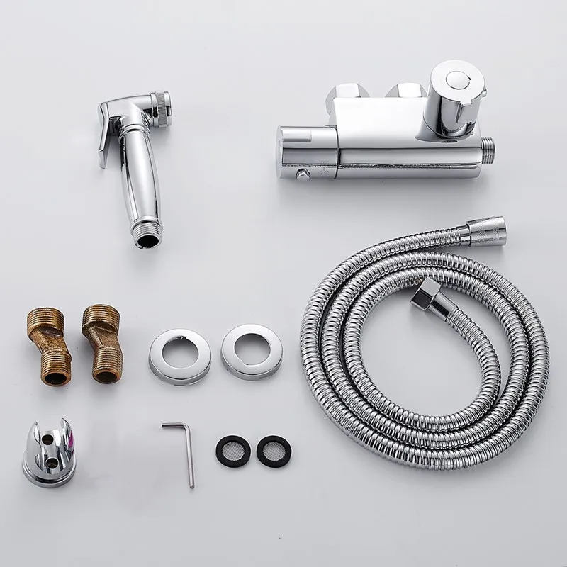 Imagem -06 - Chuveiro Termostático para Banheiro Conjunto de Temperatura Constante Bidê de Vaso Sanitário Válvula Misturadora Fria e Quente Pulverizador Portátil Acessório Bidé