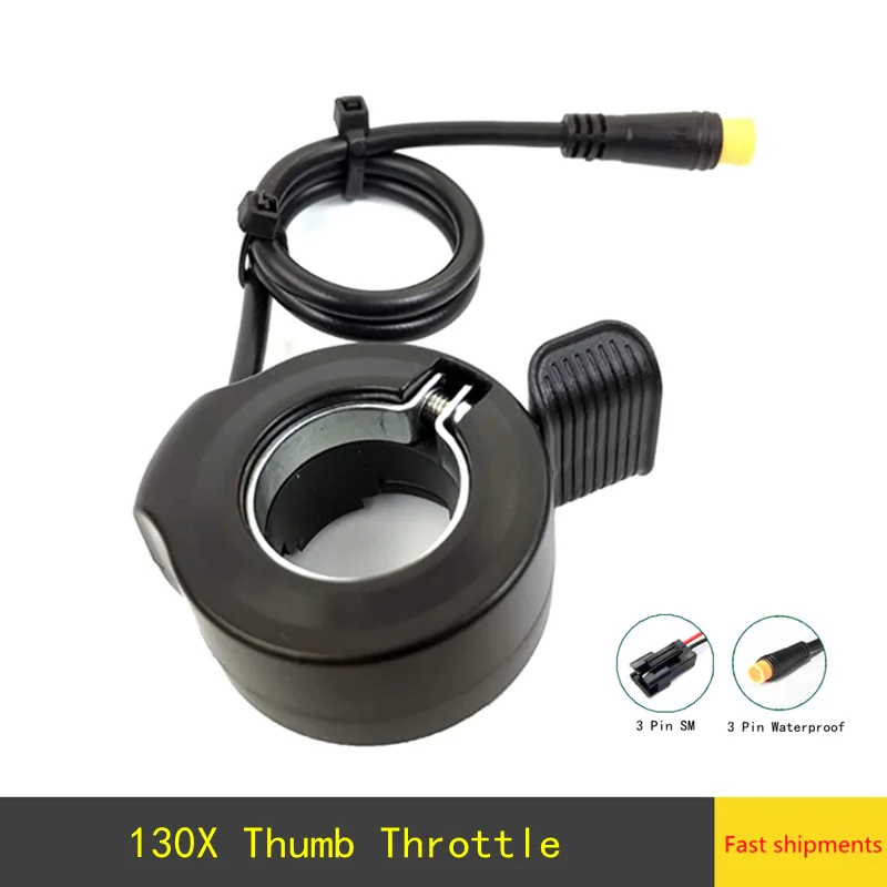 Wuxing 130X Thumb Throttle Electric Bicycle Ebike 3 Pin Waterproof Regular Connector For 36V 48V 72V E Bike Scooter