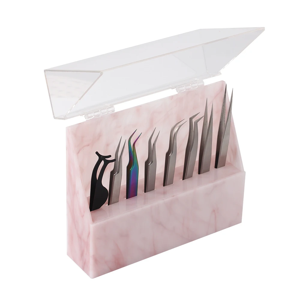 Acrylic 8 Holes Eyelashes Tweezers Storage Holder Durable Convenient Tweezers Rack Stand Shelf Holder Beauty Makeup Tools