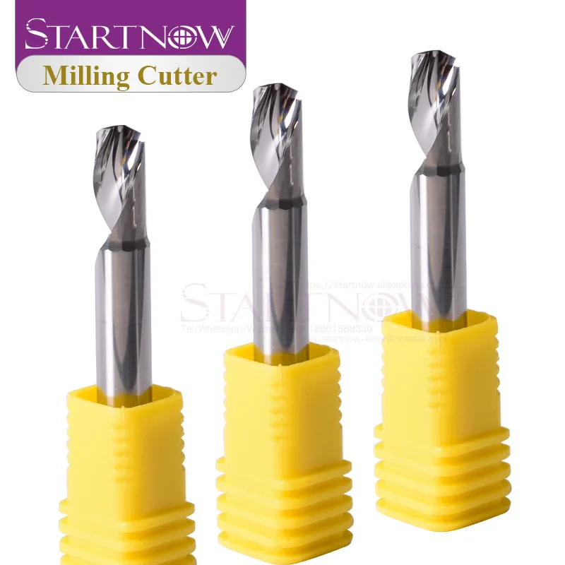 Startnow 5Pcs/Lot Aluminium Alloy Milling Cutter CNC Router Engraving Bit 3.175/4/6mm SHK One Flute Spiral End Mill Cutting Tool