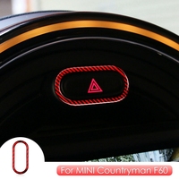 Red Carbon Fibre Interior Warning Light Cover for MINI Cooper F55 F56 Countryman F60