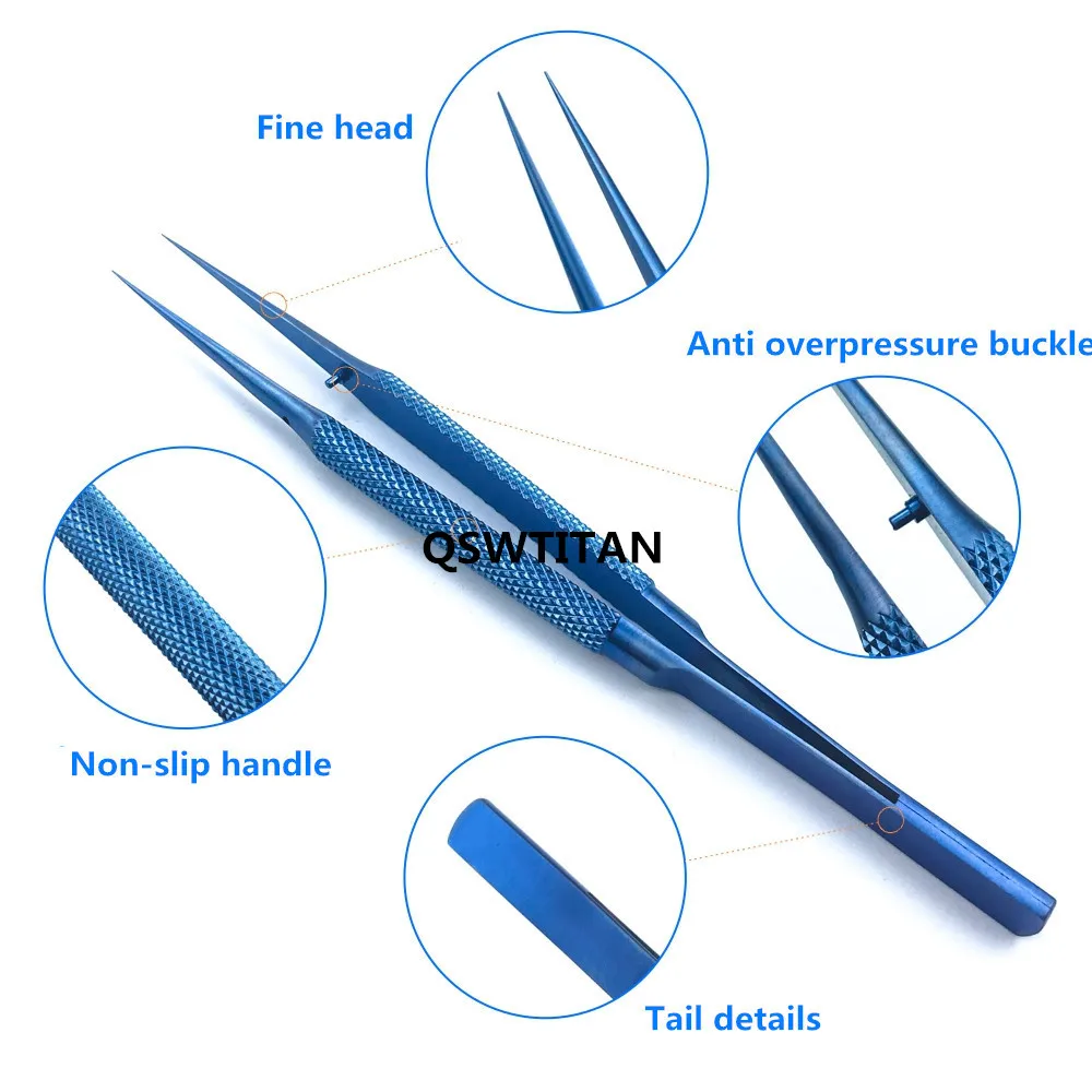 14CM Titanium /Stainless Steel Ophthalmic Tweezers Micro Forceps Round Handle Ophthalmic Dental Instruments 1pcs