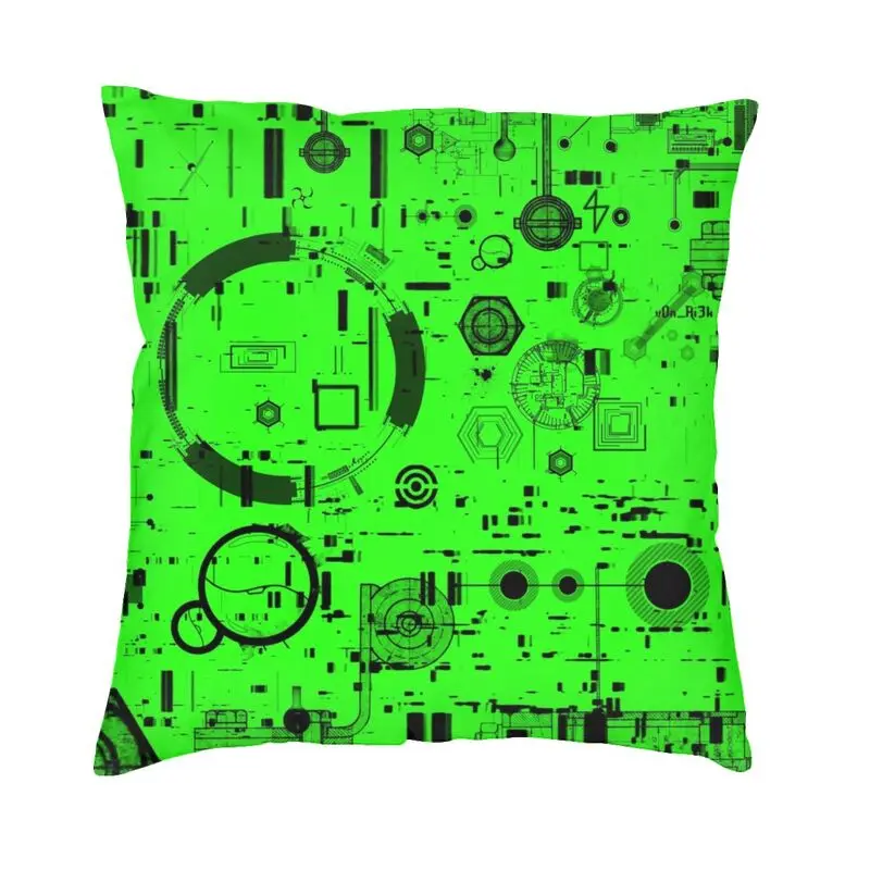 Cool Geek Computer Green Technology Square Pillow Cover Decoration 3D Printed Programmer Hacker Tech Cushion Cover For Car