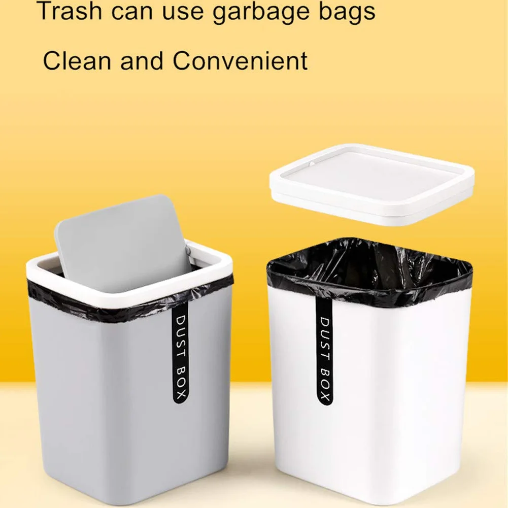 New Hot Desktop Trash Can Small Mini Garbage Can Plastic Dustbin with Shake Cover for Home Office SMR88