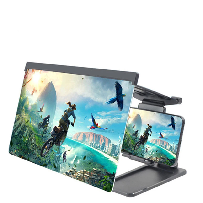Mobile Phone Screen Projection Amplifier 12 Inch 3D Smartphone Desktop Bracket Universal Cellphone Screen Magnifier Holder