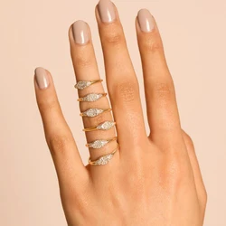 Trend Stacking Matching Rings For Women Gold Color Crystal Zircon Ring For Teen Girls Korean Fashion Jewelry Accessories R725