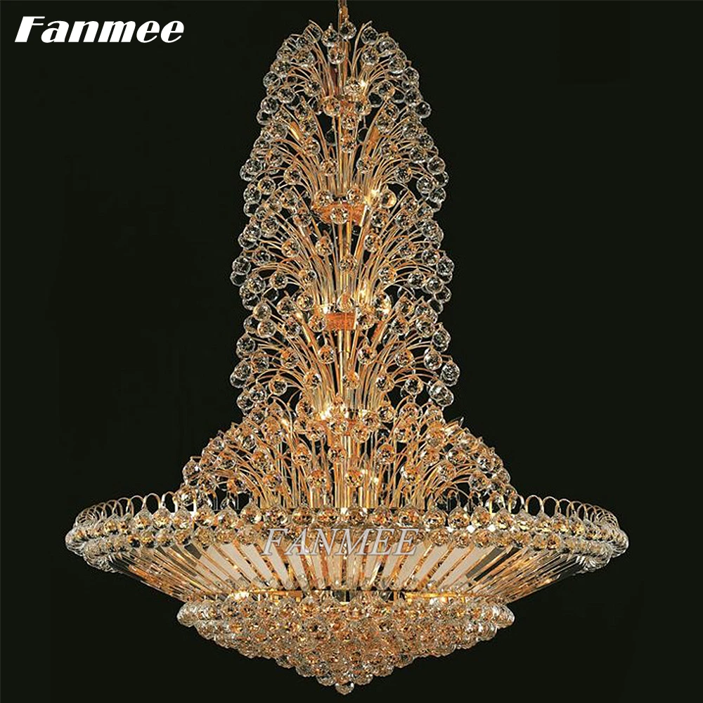 

Royal Luxury Chandelier Lighting LED Clear Crystal Large Chandelier Lamp Home Decor Gold Empire Living Room Lighting Fixture