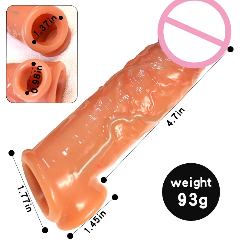 Soft Silicone Penis Extender Sleeve Reusable Condoms Delay Ejaculation Cock Rings Dick Prostate Massager Sex Products For Men