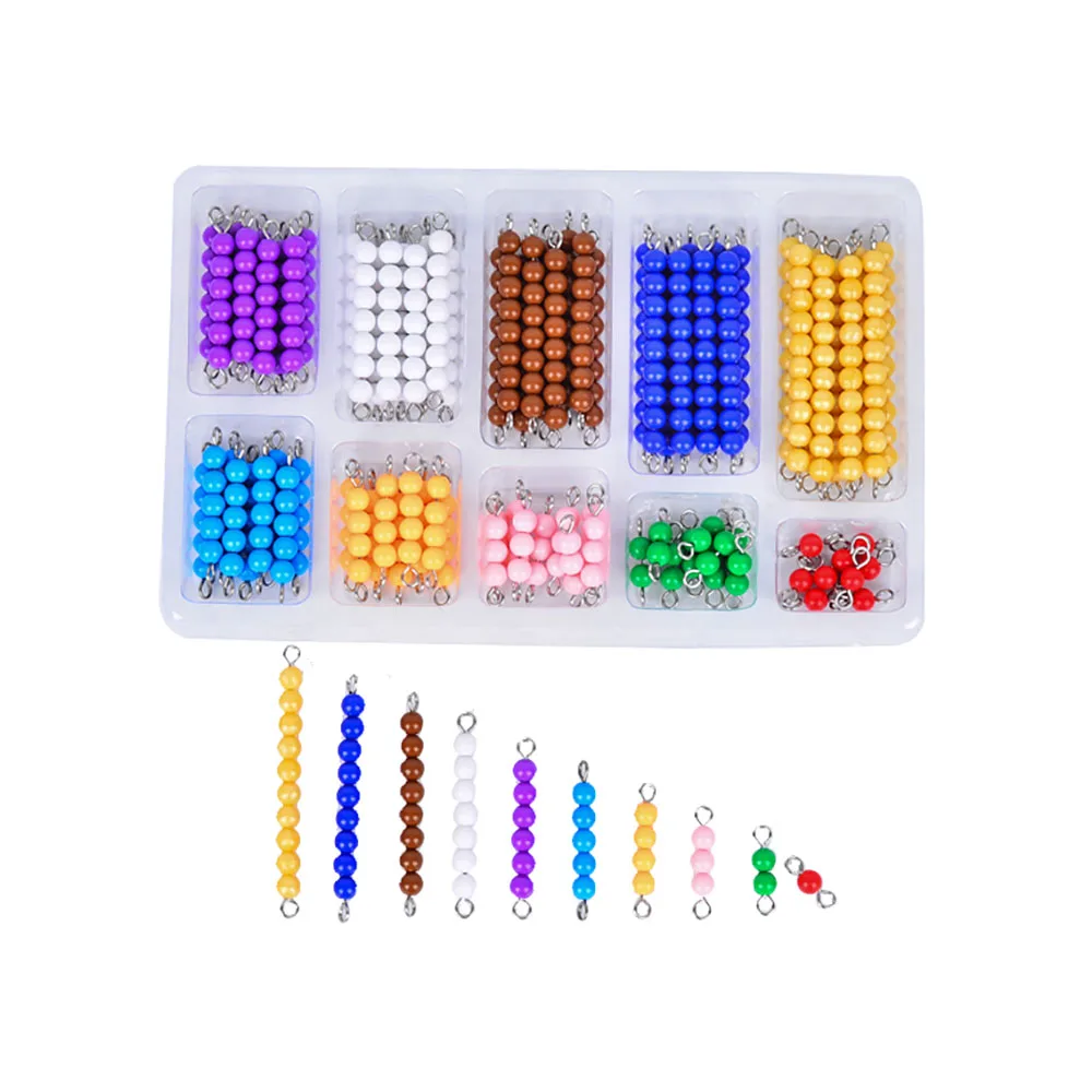 Montessori Colored Beads Chains Math Teaching Material Children's Arithmetic Beaded Stick 1-10 Numeral Cognition Toy