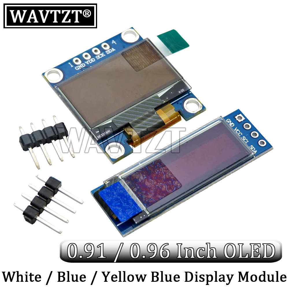 0.91 / 0.96 inch oled IIC Serial White / Blue OLED Display Module 128X64 / 128X32 I2C SSD1306 12864 LCD Screen Board for Arduino