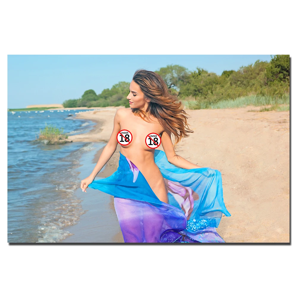 

Фото модели для взрослых, привлекательная девушка на побережье, горячее тело, холст, живопись, настенные художественные Плакаты для декора комнаты