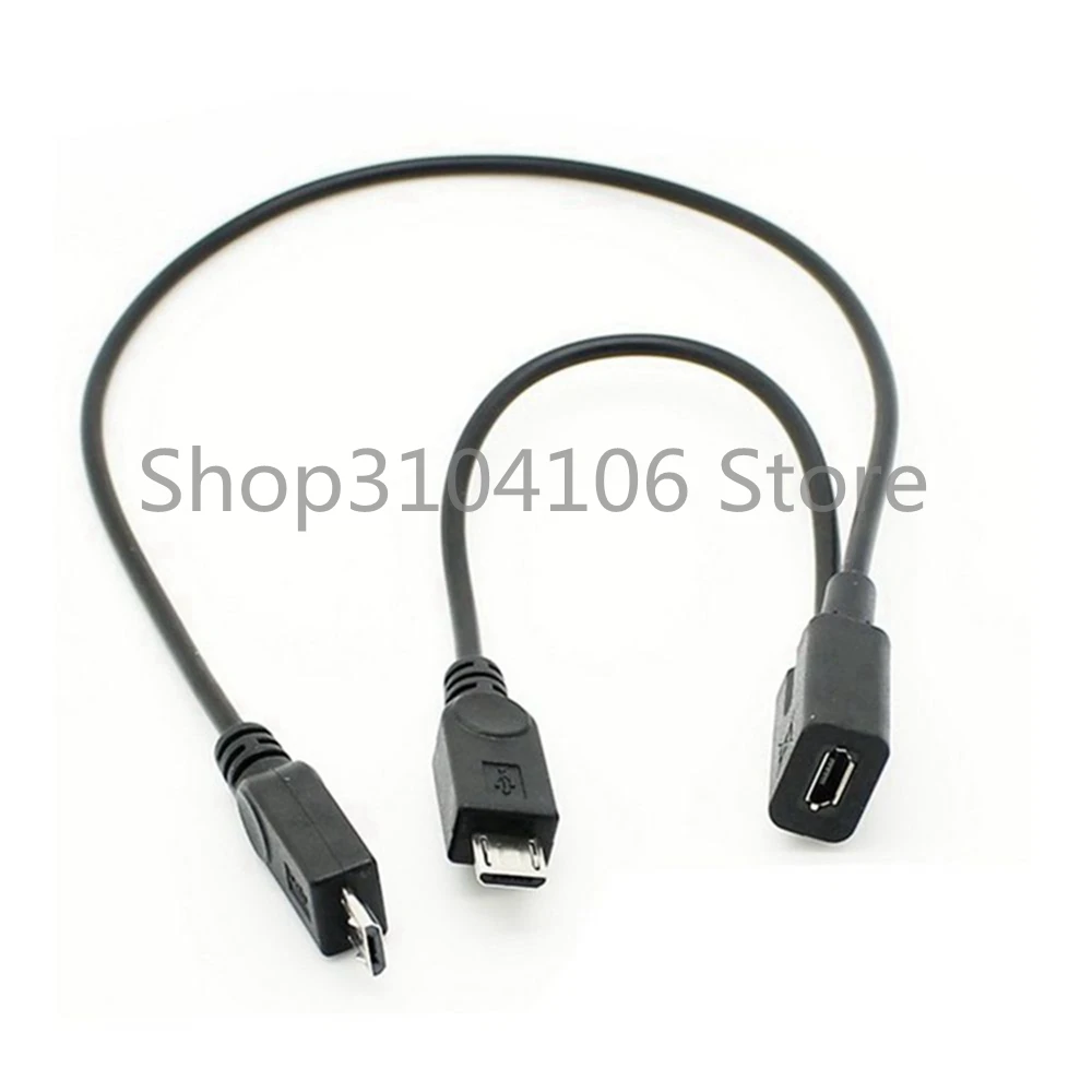 AT 1 Buah Micro USB 2.0 Splitter Y 1 Perempuan untuk 2 Laki-laki Kabel Data Kabel Ekstensi untuk Telepon Kualitas Tinggi Sync Kabel Data