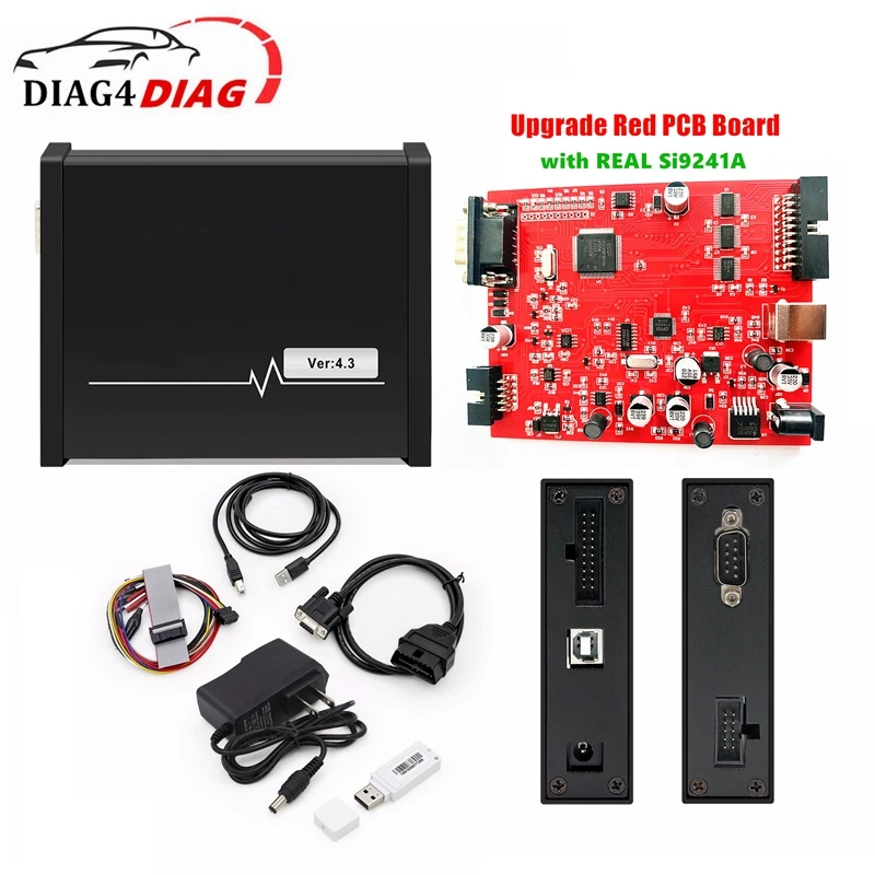 New Red PCB Board Piasini Engineering Master V4.3 Serial Suite ECU Programmer PIASINI V4.3 With USB Dongle No Need Activated