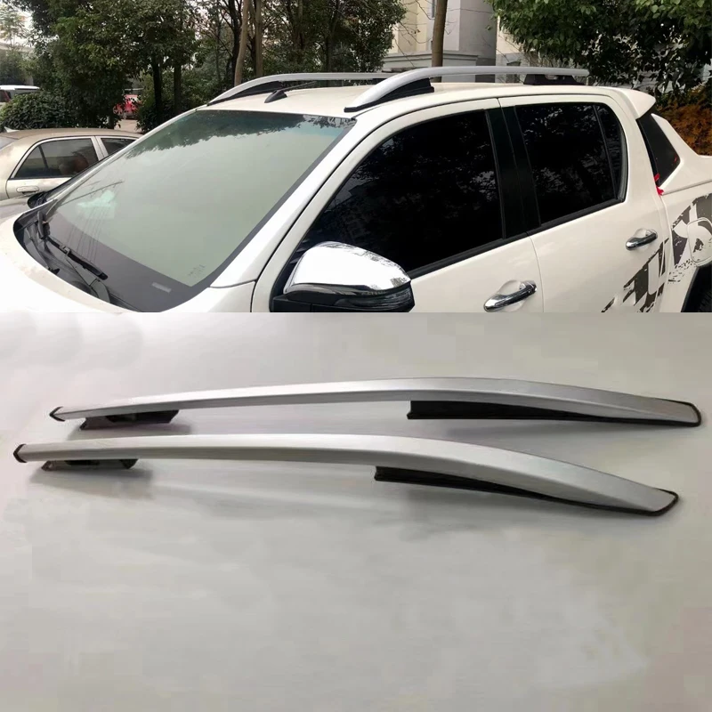 

For Hilux Revo Rocco 2015 2016 2017 2018 2019 2020 2021 Pickup Car Silver Roof Rails Rack Carrier Bars Double Cabin Decorative