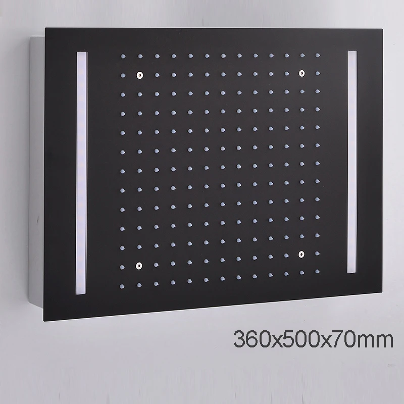 Imagem -04 - Recesso Teto Led Chuveiro Torneiras Grupo Sistema Termostático Banheiro Matt Black Shower Body Jets 360 mm x 500 mm Chuva