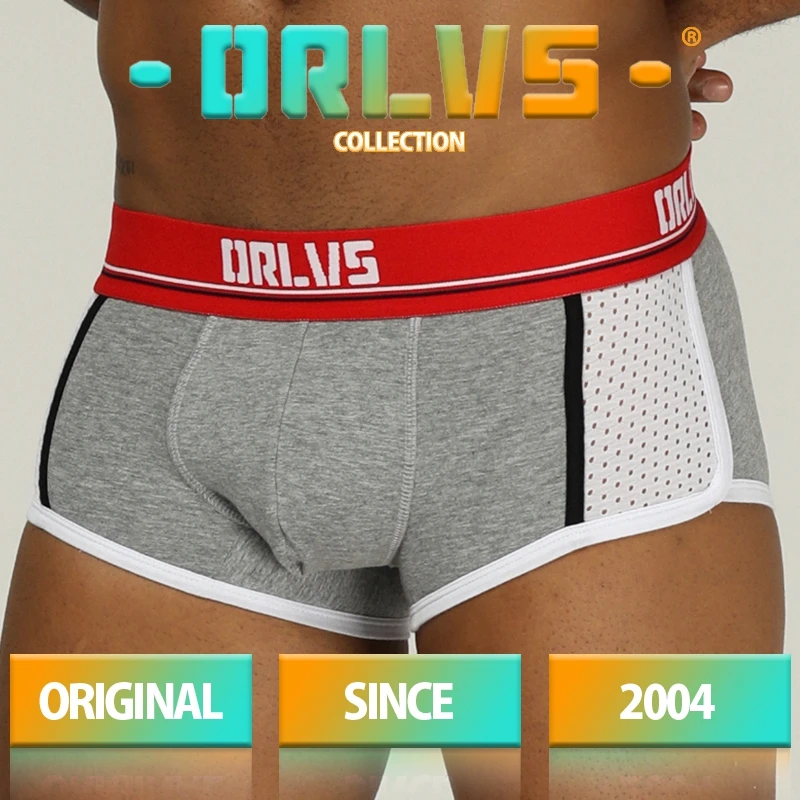 ORLVS Brand Men Underwear Sexy Boxers Cotton Breathable Comfortable Underpants Penis Pouch Male Panties Cueca Tanga Men Shorts