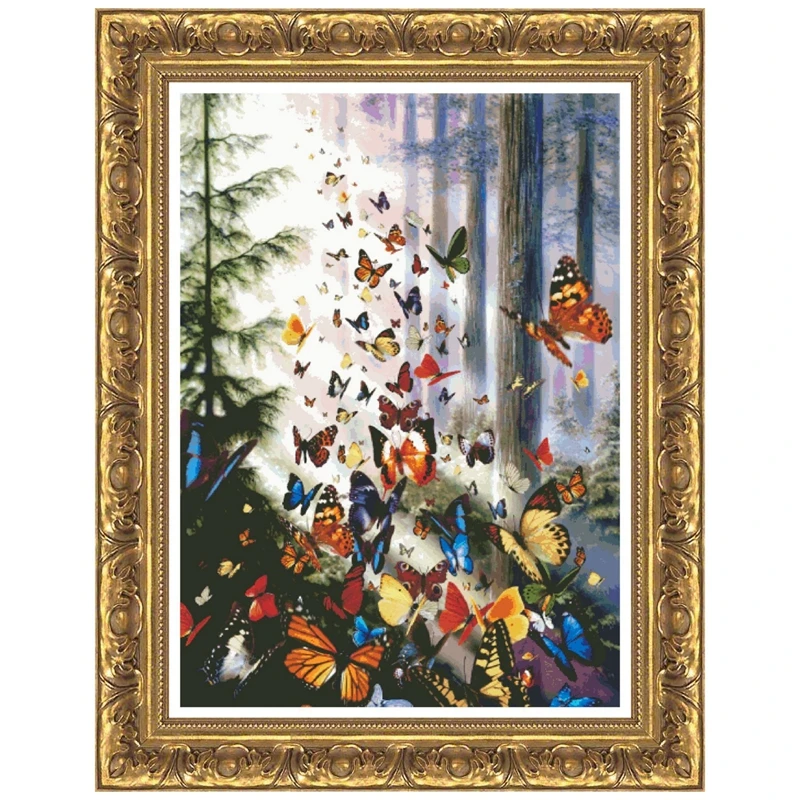 

Butterfly wood counted cross stitch kit embroidery needlework 18ct 14ct 11ct white cloth cotton thread DIY handmade needlework